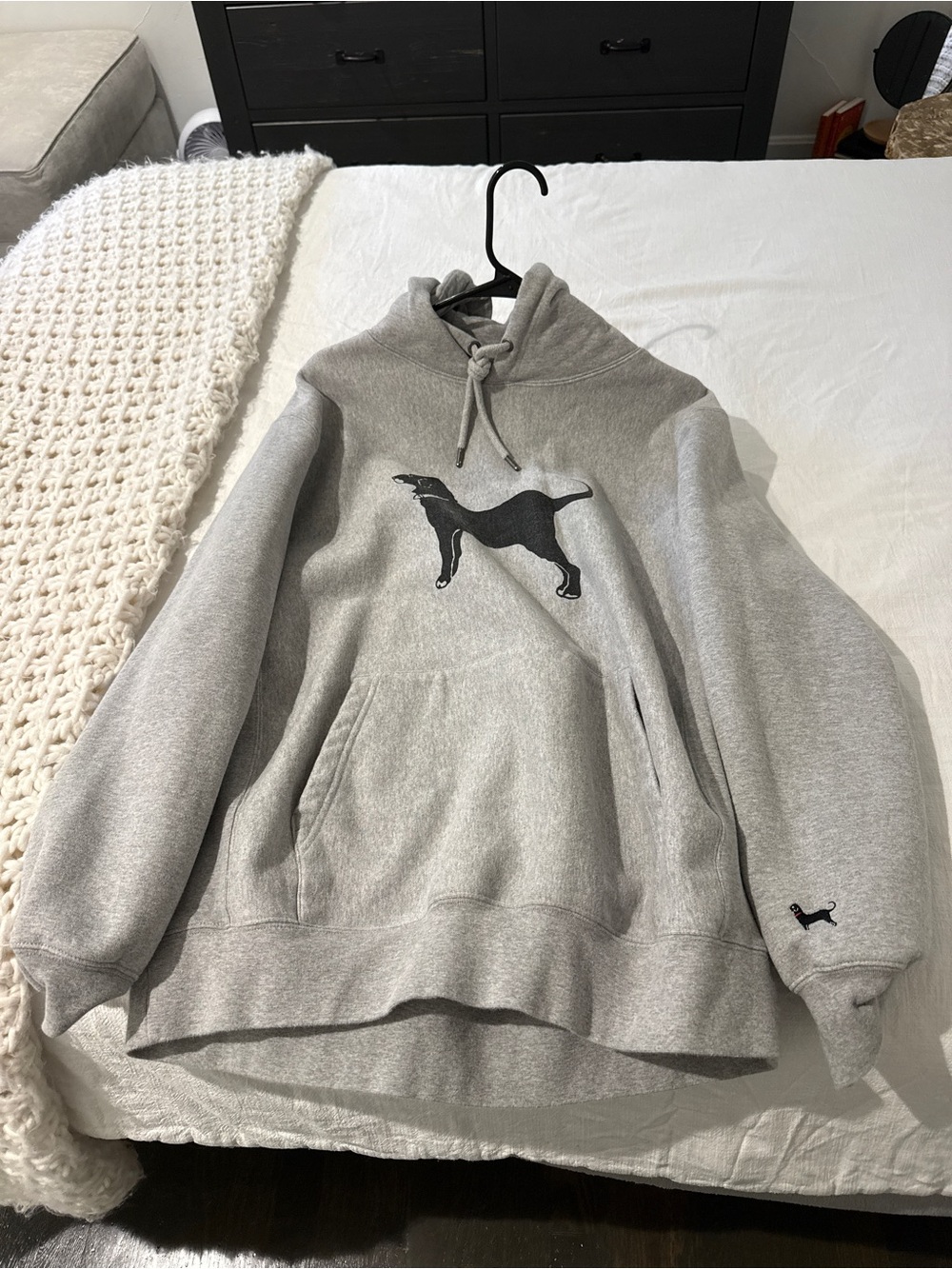 Gray Hooded Sweatshirt Black Dog